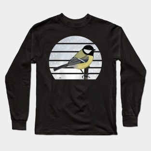 Great Titmouse Bird Illustration Long Sleeve T-Shirt